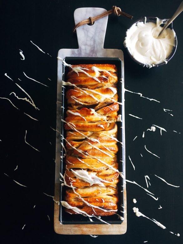 Bourbon Caramel Apple Pull Apart Loaf with a Honey Glaze