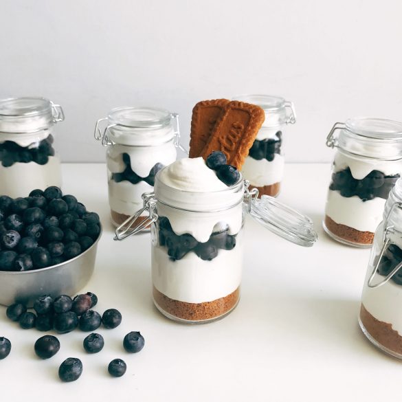 Cannoli Cream Trifles with Lotus Crumbs and Blueberries