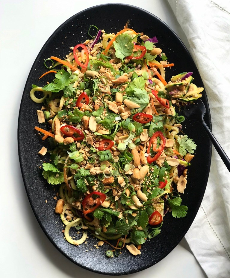 Spicy Peanut + Sesame Spiralized Zucchini Salad