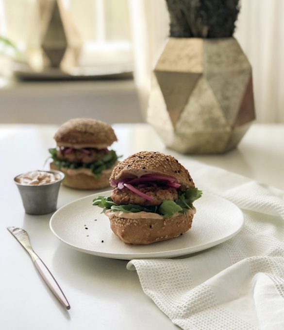 Salmon Burgers + Chipotle Lime Crema