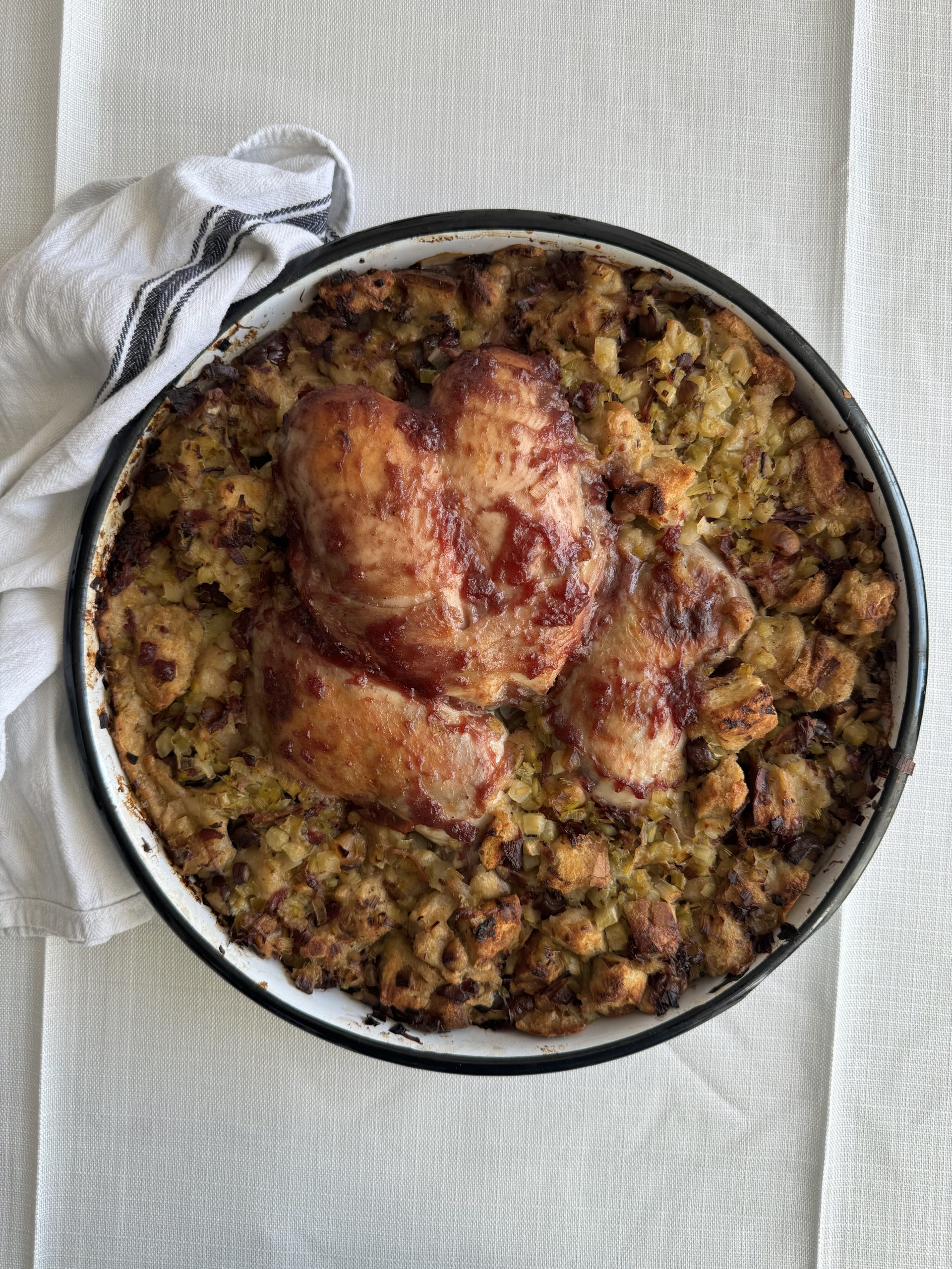 Cranberry Dijon glazed chicken and stuffing 